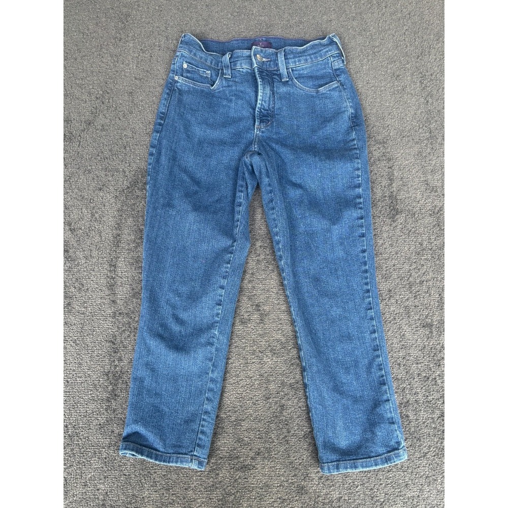 Nydj Jeans Women's 0 Blue Denim Cotton Stretch Zip Fly Medium Wash 5-Pockets